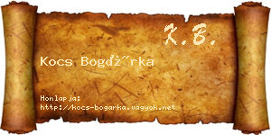 Kocs Bogárka névjegykártya