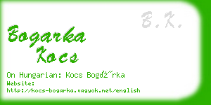 bogarka kocs business card
